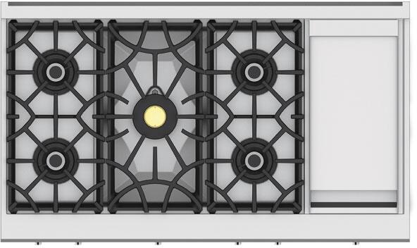 Hestan 48 Inch 5 Burner with Griddle Rangetop Front View
