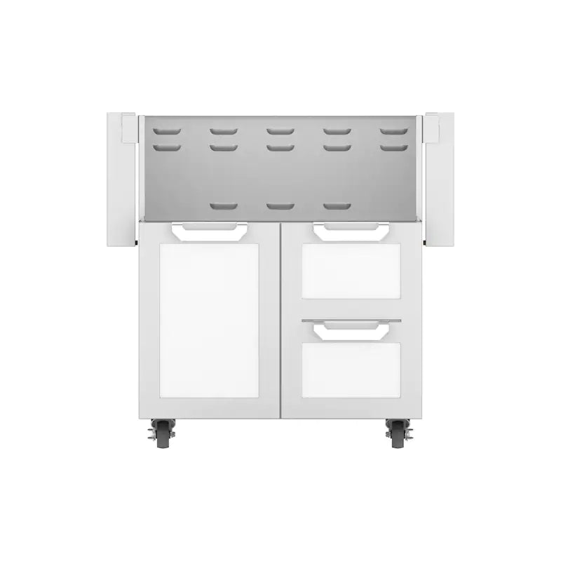 Hestan Double Drawer and Door Tower Cart For 30-Inch Gas Grill in white color