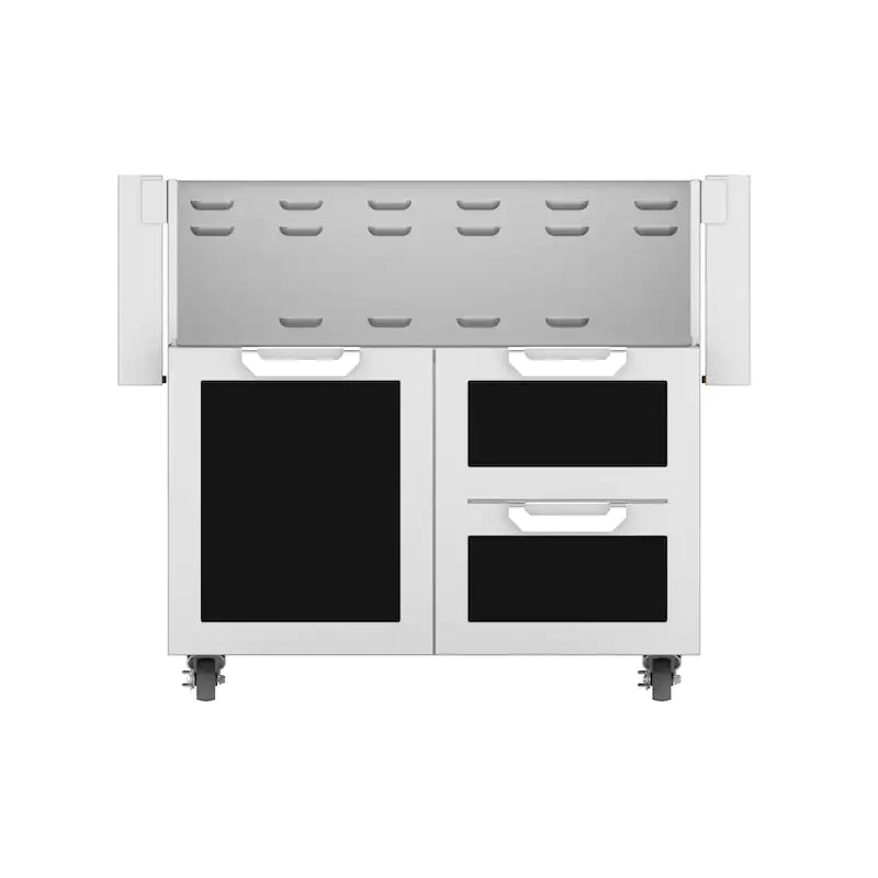 Hestan Double Drawer and Door Tower Cart For 36-Inch Gas Grill Black