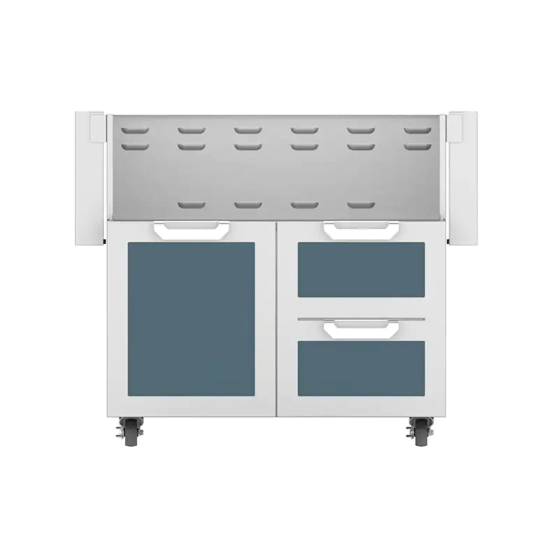 Hestan Double Drawer and Door Tower Cart For 36-Inch Gas Grill Dark Gray