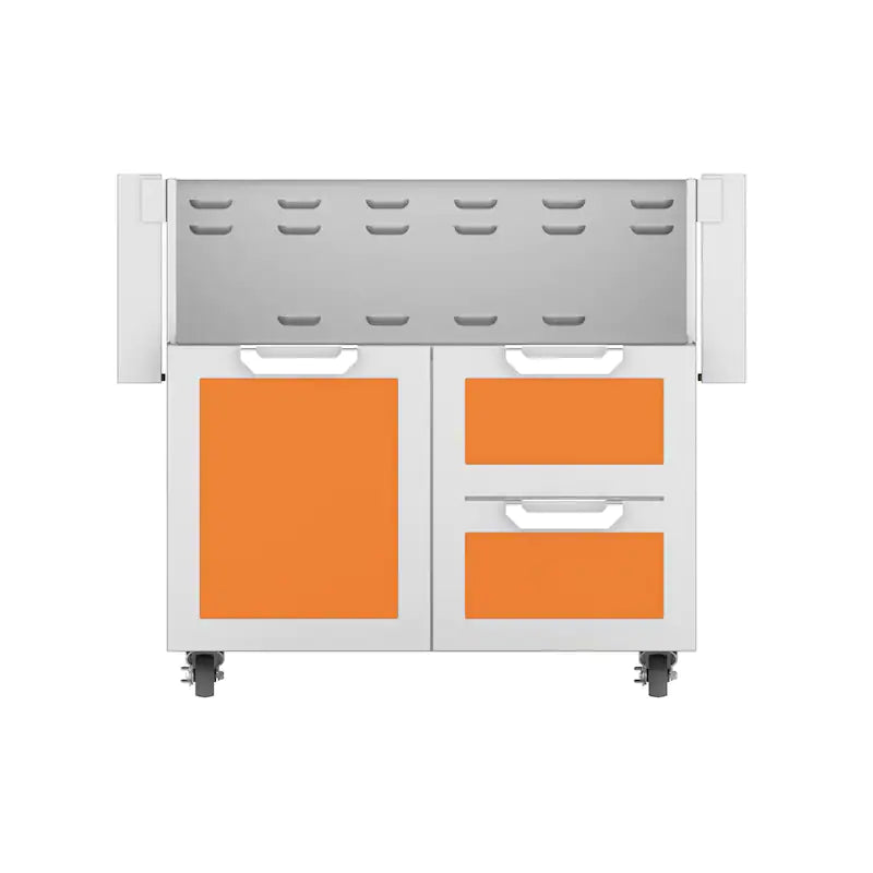 Hestan Double Drawer and Door Tower Cart For 36-Inch Gas Grill Orange