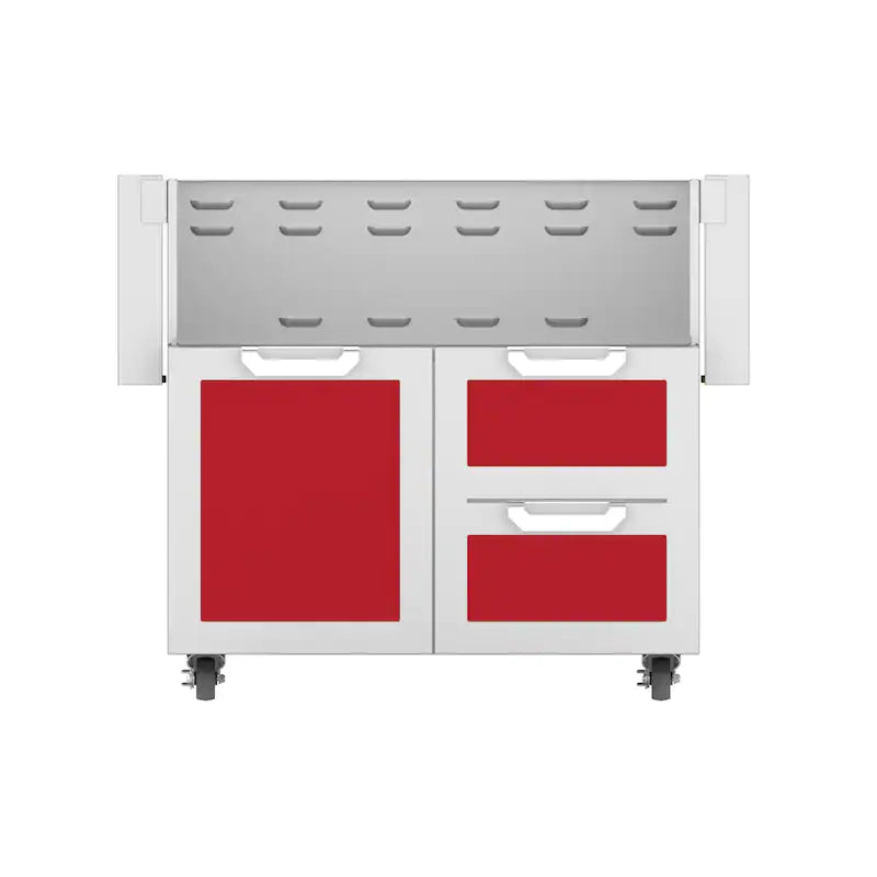 Hestan Double Drawer and Door Tower Cart For 36-Inch Gas Grill Red