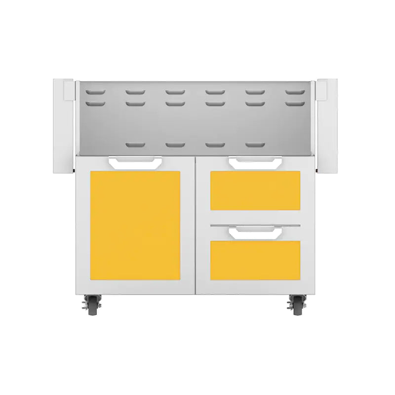Hestan Double Drawer and Door Tower Cart For 36-Inch Gas Grill Yellow