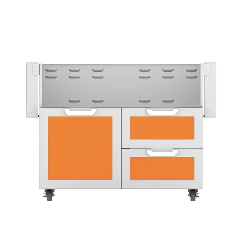 Hestan Double Drawer and Door Tower Cart For 42-Inch Gas Grill Orange