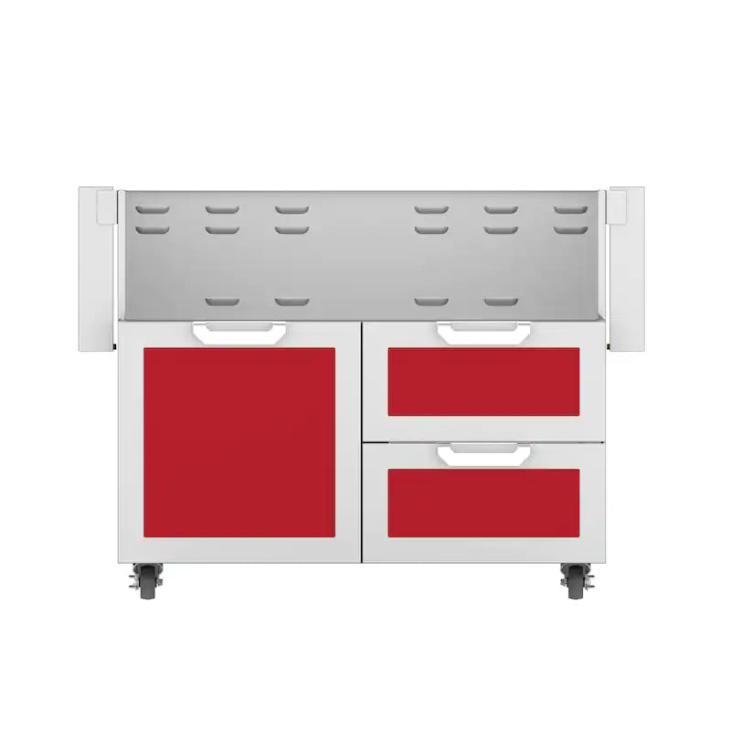 Hestan Double Drawer and Door Tower Cart For 42-Inch Gas Grill Red