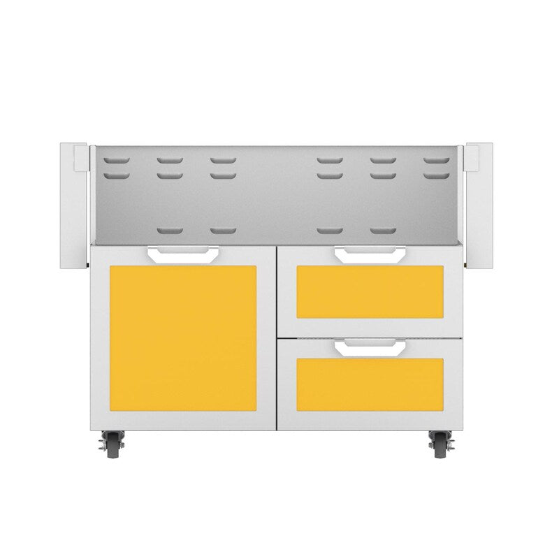 Hestan Double Drawer and Door Tower Cart For 42-Inch Gas Grill Yellow