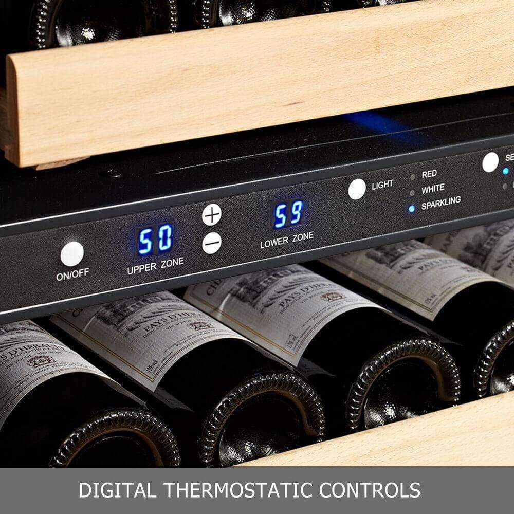KingsBottle 164 Bottle Dual Zone Wine Cooler with digital thermostatic controls.