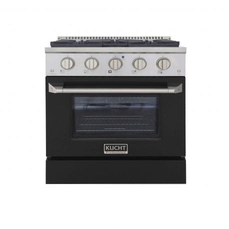 Kucht Pro Color Series 30 Inch Single Oven Gas Range in black color.