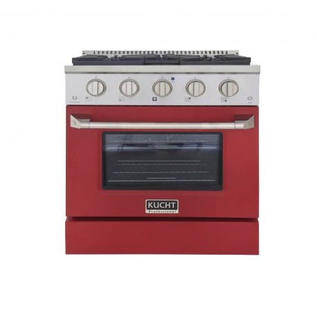 Kucht Pro Color Series 30 Inch Single Oven Gas Range in red color.