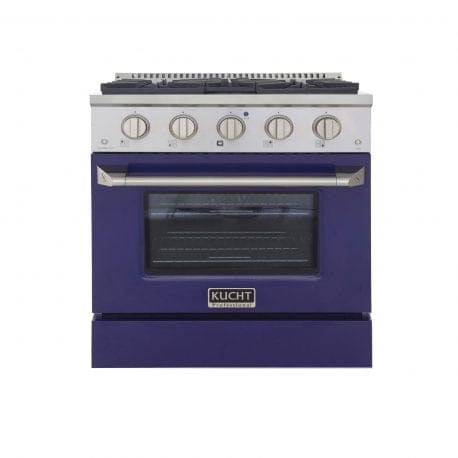 Kucht Pro Color Series 30 Inch Single Oven Gas Range in blue color.