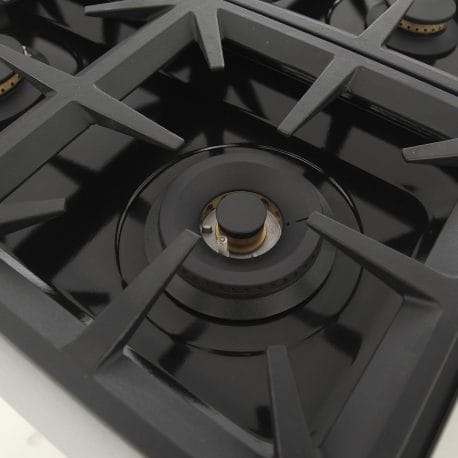 Kucht Professional 48 Inch Double Oven Gas Range burner closeup.