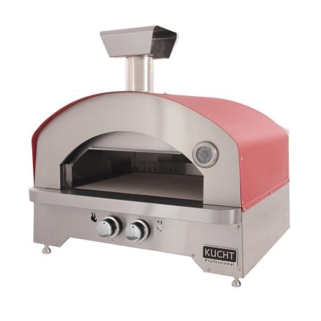 Kucht Professional Napoli Gas-Powered Pizza Oven in red color. Front right view.