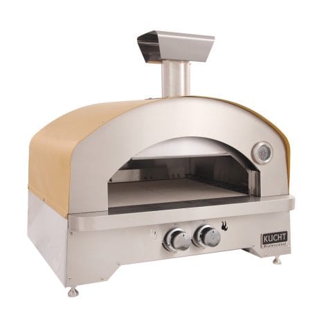 Kucht Professional Napoli Gas-Powered Pizza Oven in yellow color. Fron left view.