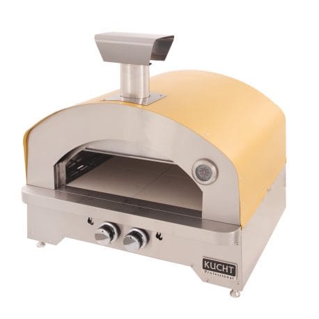 Kucht Professional Napoli Gas-Powered Pizza Oven in yellow color. View from above right.