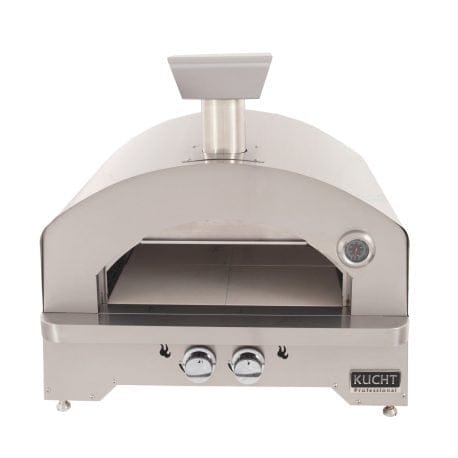 Kucht Professional Napoli Gas-Powered Pizza Oven in stainless steel. Top front view.