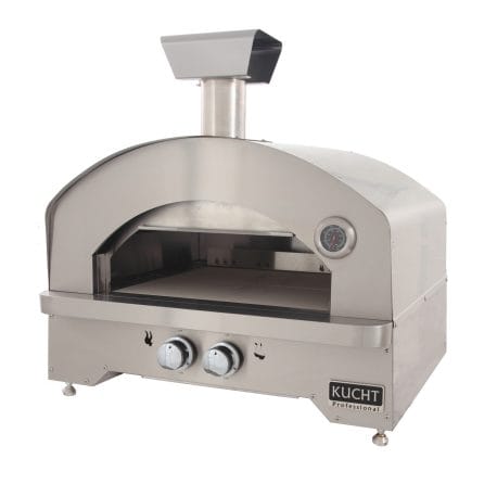 Kucht Professional Napoli Gas-Powered Pizza Oven in stainless steel. Front right view.