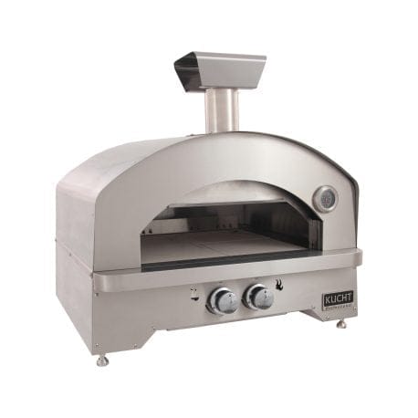 Kucht Professional Napoli Gas-Powered Pizza Oven in stainless steel. Front left view.