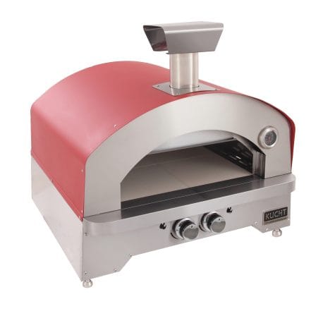 Kucht Professional Napoli Gas-Powered Pizza Oven in red color. View from above left.