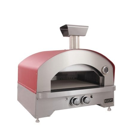Kucht Professional Napoli Gas-Powered Pizza Oven in red color. Front left view.