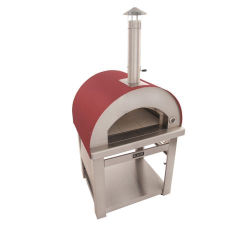 Kucht Professional Venice Wood-Fired Pizza Oven in red color. View from above left.