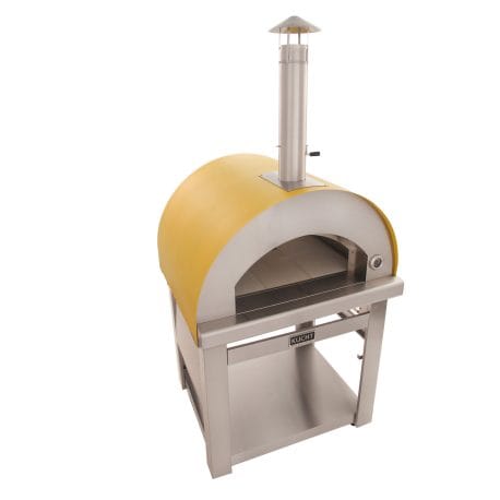 Kucht Professional Venice Wood-Fired Pizza Oven in yellow color. Top left view.