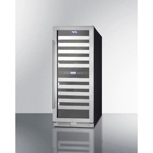 Summit 116 Bottle Dual Zone 24 Inch Wide Commercial Wine Cooler view from right side.