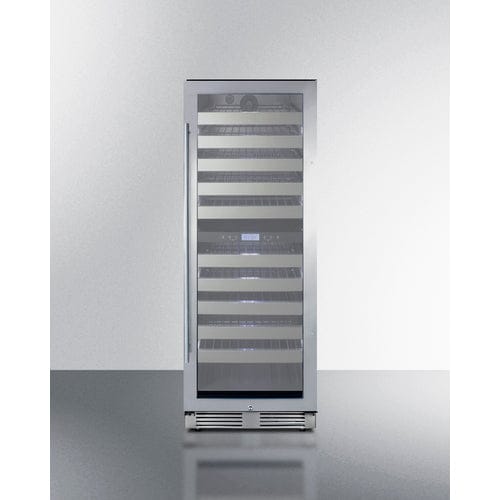 Summit 116 Bottle Dual Zone 24 Inch Wide Commercial Wine Cooler front view.