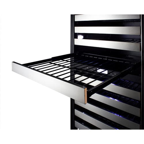 Summit 116 Bottle Dual Zone 24 Inch Wide Commercial Wine Cooler shelves.