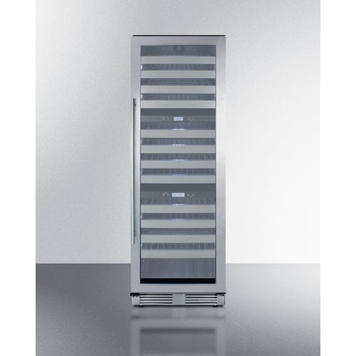 Summit 149 Bottle Triple Zone 24 Inch Wide Commercial Wine Cooler front view.