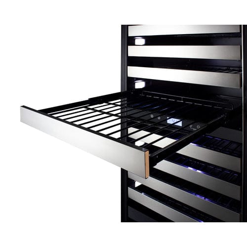 Summit 149 Bottle Triple Zone 24 Inch Wide Commercial Wine Cooler with full-extension wire shelving.