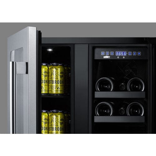 Summit 21 Bottle Single Zone 24 Inch Wide ADA Compliant Wine and Beverage Cooler close up view of full cooler with door open.