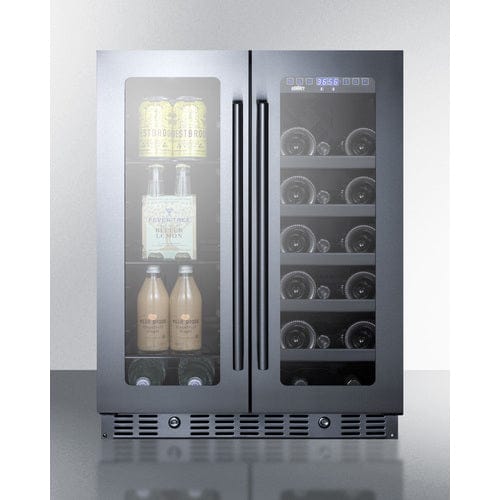 Summit 21 Bottle Single Zone 24 Inch Wide ADA Compliant Wine and Beverage Cooler front view of full cooler.
