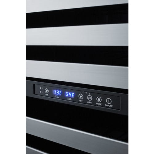 Summit 46 Bottle Dual Zone 24 Inch Wide ADA Compliant Wine Cooler with digital control panel.
