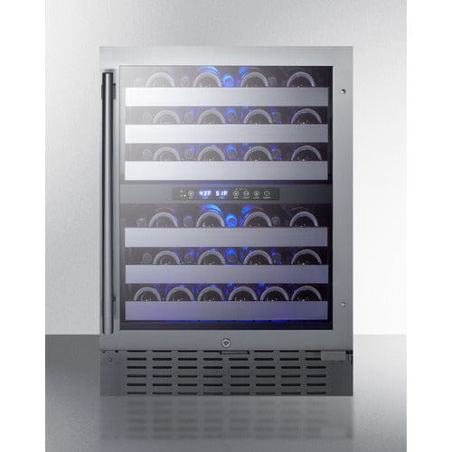 Summit 46 Bottle Dual Zone 24 Inch Wide Commercial Wine Cooler front view of full cooler.
