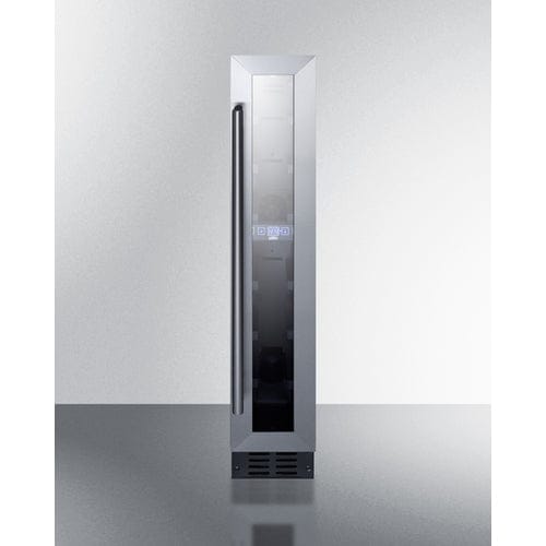 Summit 7 Bottle Single Zone 6 Inch Wide Wine Cooler front view.