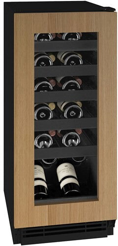 U-Line 1 Class 24 Bottle 15 Inch Wine Refrigerator Integrated Frame Panel Ready Front View