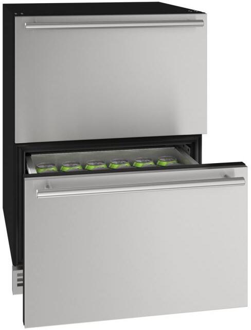 UHDR124-SS61A 24&quot; 1 Class Series Refrigerator Drawers with 5.2 cu. ft. or 150 Can/98 Bottle Capacity, Full Extension Stainless Steel Drawer, Convection Cooling System, Digital Touch Pad Control, LED Lighting, Stainless Steel Door, 2
