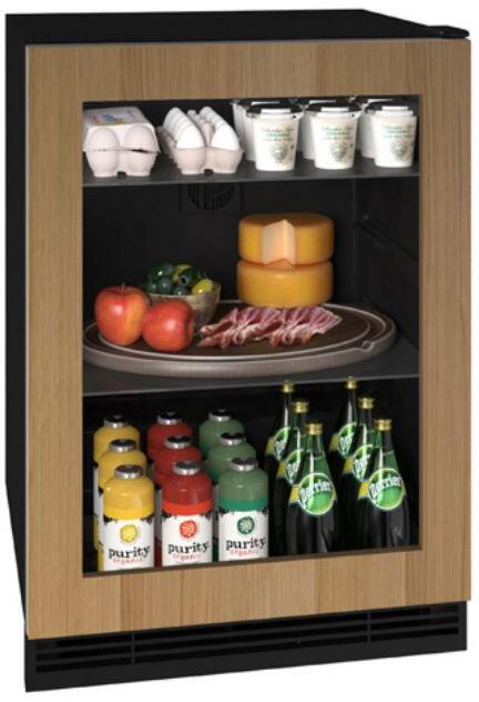 Custom Panel and Handle Not Included, UHRE124-IG01A 24" 1 Class Series Refrigerator with 5.7 cu. ft. or 185 Can/123 Bottle Capacity, Convection Cooling System, Reversible Hinge, Black Interior, White LED Lighting, Digital Touch Pad Control, Integrated Panel Ready Frame Glass Door