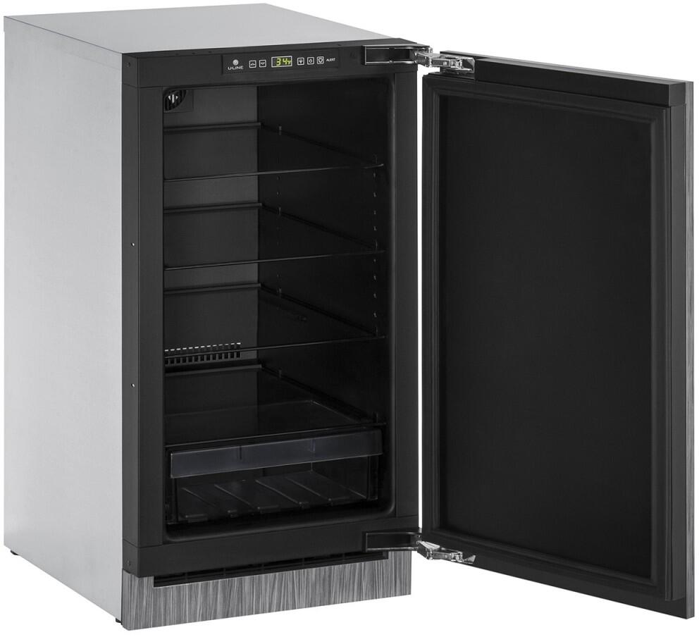 Interior View, U-2218RINT-00B 18&quot; 2000 Series Built-In Solid Door Compact Refrigerator with 3.4 cu. ft. Capacity, Convection Cooling System, 4 Adjustable Glass Shelves, and Slide Out Crisper Drawer: Panel Ready, 2