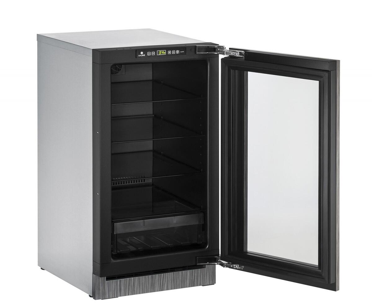 Interior View, U-2218RGLINT-00B 18&quot; Energy Star Certified Built-in Compact Refrigerator with 3.6 cu. ft. Capacity, 4 Adjustable Glass Shelves, Glass Door, LED Lighting, Convection Cooling System, Clear Crisper Drawer and Star K Certified, in Panel Ready, 2
