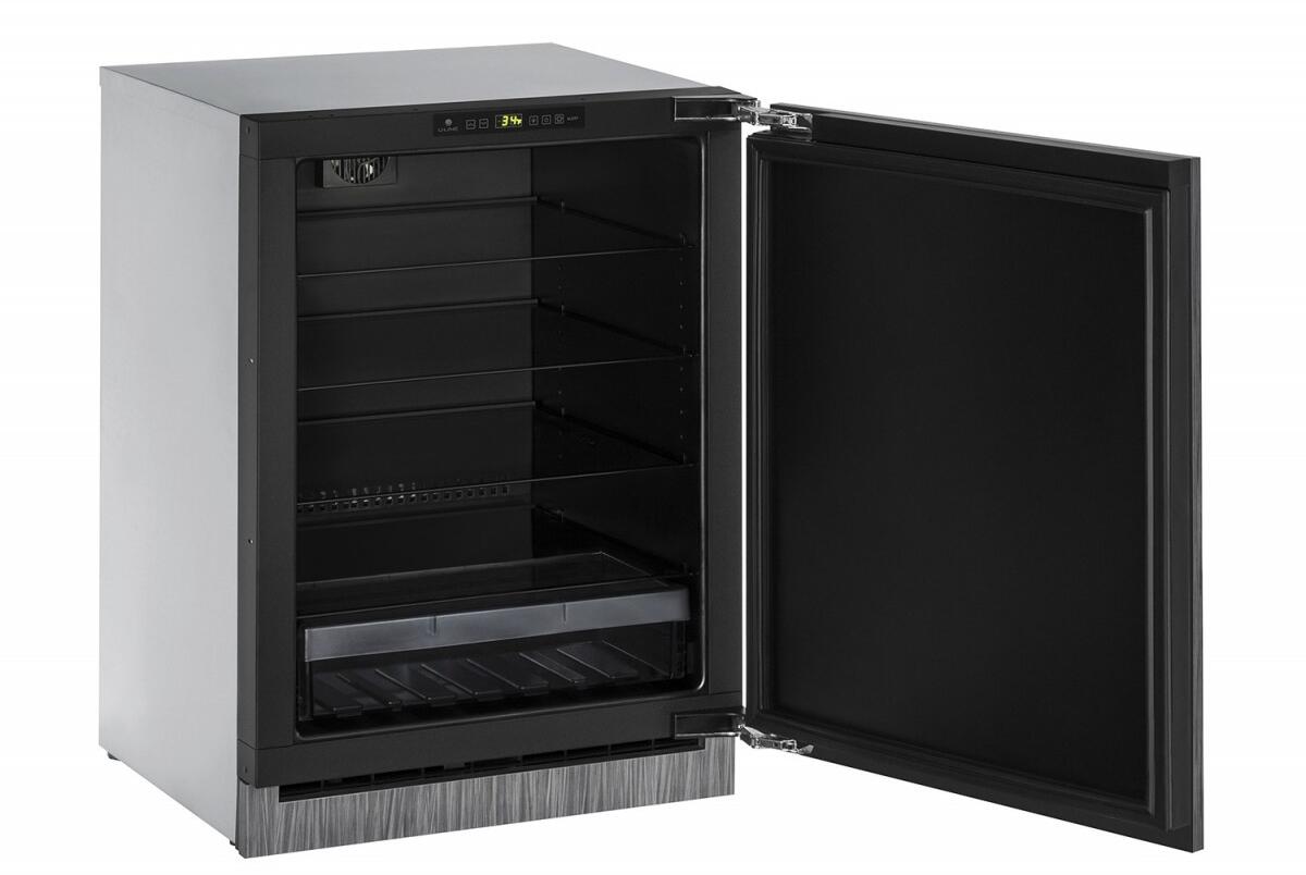 Interior View, U-2224RINT-00B 4.9 cu. ft. Built-in Compact Refrigerator with 3 Adjustable Tempered Glass Shelves, Interior LED Lighting, Digital Touch Pad Control and Full-Extension Crisper Drawer, with Solid Overlay, 2