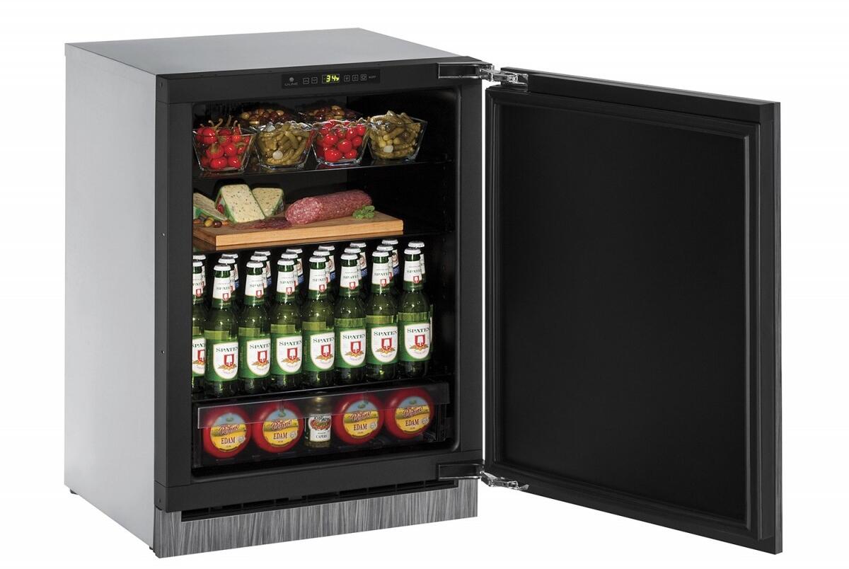 Storage Configuration, U-2224RINT-00B 4.9 cu. ft. Built-in Compact Refrigerator with 3 Adjustable Tempered Glass Shelves, Interior LED Lighting, Digital Touch Pad Control and Full-Extension Crisper Drawer, with Solid Overlay, 3