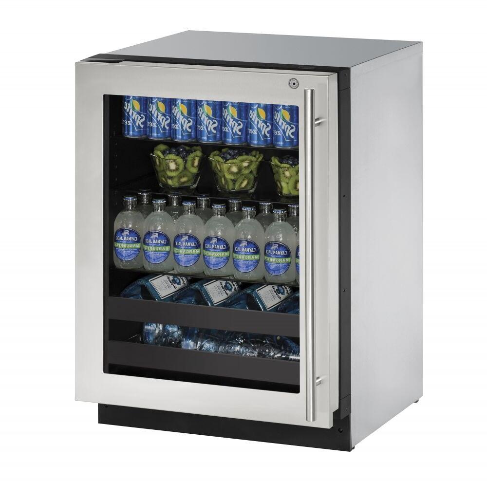 U2224BEVS15B Beverage Center, U-2224BEVS-15B 24&quot; 2000 Series Left Hinge Beverage Center with Lock, 4.9 cu. ft. Capacity, 2 Wine Racks, 2 Glass Shelves, Convection Cooling System, Digital Touchpad Control, and UV-Protected Glass Door, in Stainless Steel