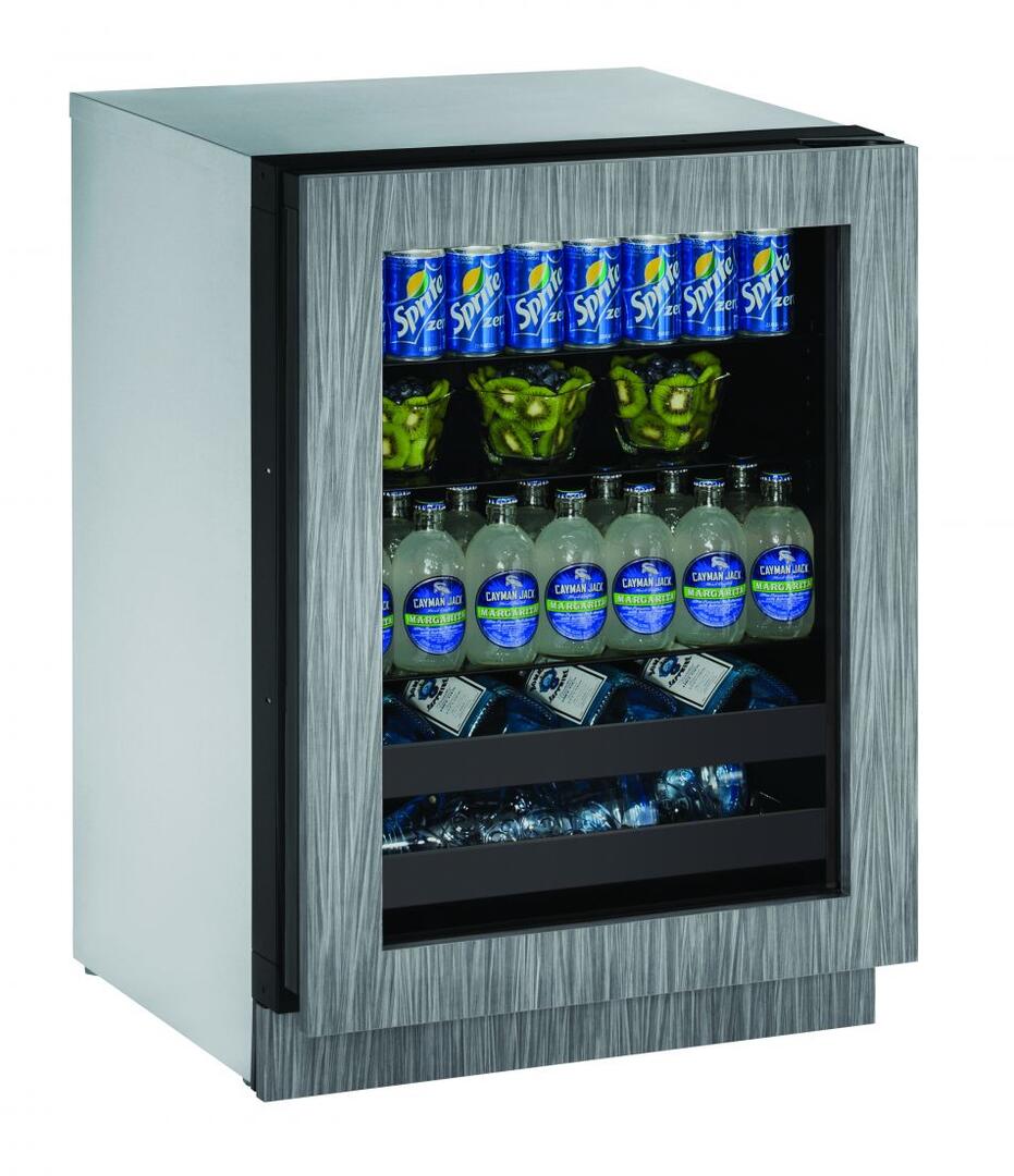U2224BEVINT00B Beverage Center, Custom Panel and Handle Not Included, U-2224BEVINT-00B 24" 2000 Series Beverage Center with 4.9 cu. ft. Capacity, 2 Wine Racks, 2 Glass Shelves, Convection Cooling System, Digital Touchpad Control, and UV-Protected Glass Door, in Panel Ready