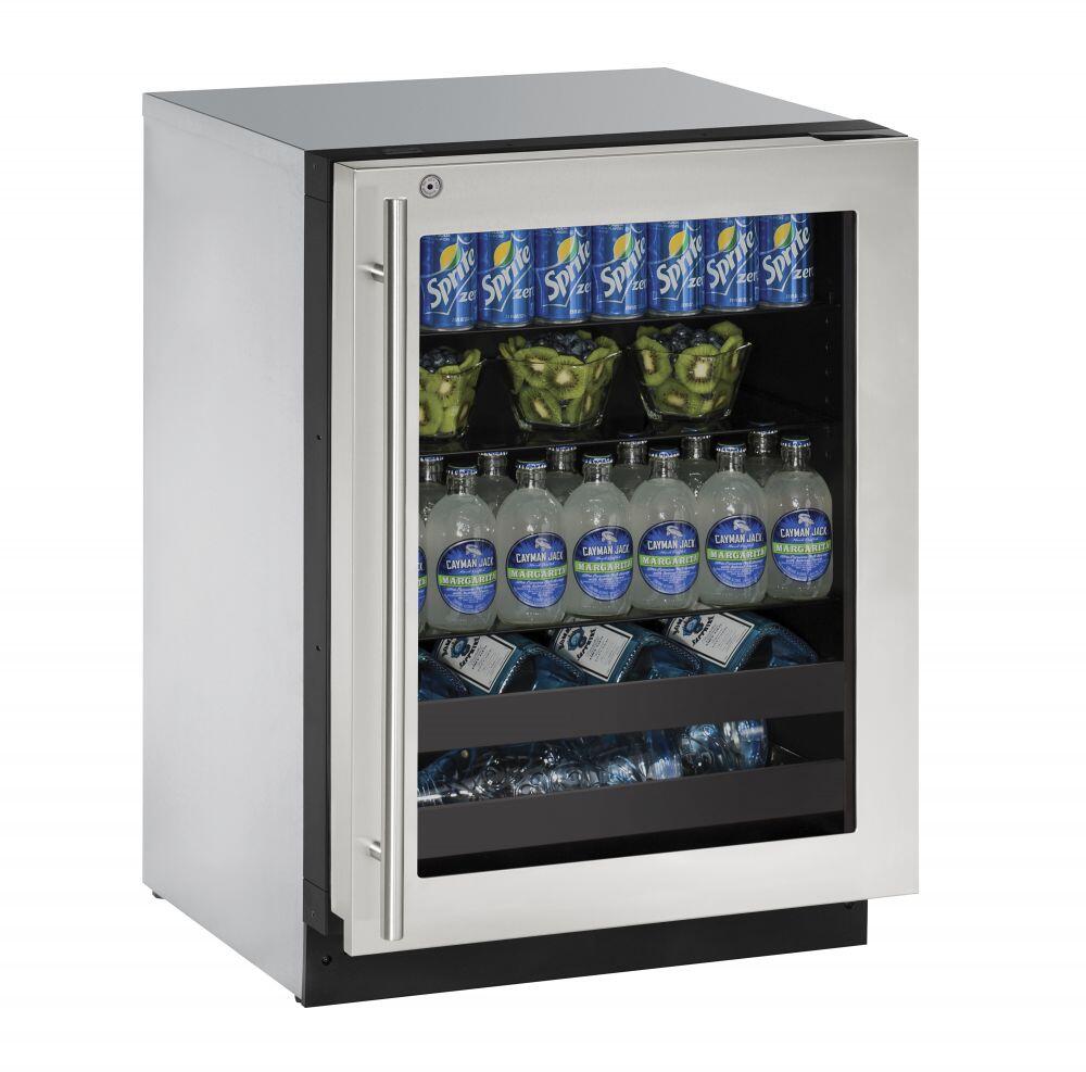 U2224BEVS13B Beverage Center, U-2224BEVS-13B 24&quot; 2000 Series Right Hinge Beverage Center with Lock, 4.9 cu. ft. Capacity, 2 Wine Racks, 2 Glass Shelves, Convection Cooling System, Digital Touchpad Control, and UV-Protected Glass Door, in Stainless Steel