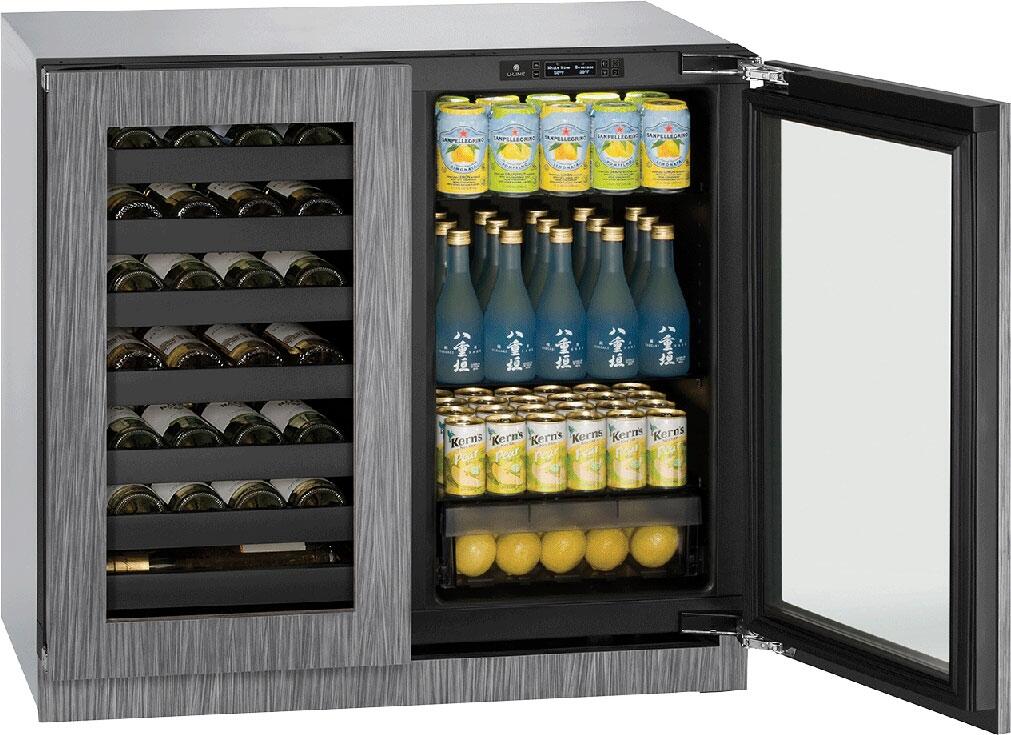 Interior View, U-3036BVWCINT-00B 36&quot; Modular 3000 Series Beverage Center with U-Select Control, Dual Temperature Zones, 7 Wine Racks, 31 Wine Bottle Capacity and Triple Thermopane Glass Door in Panel Ready, 3