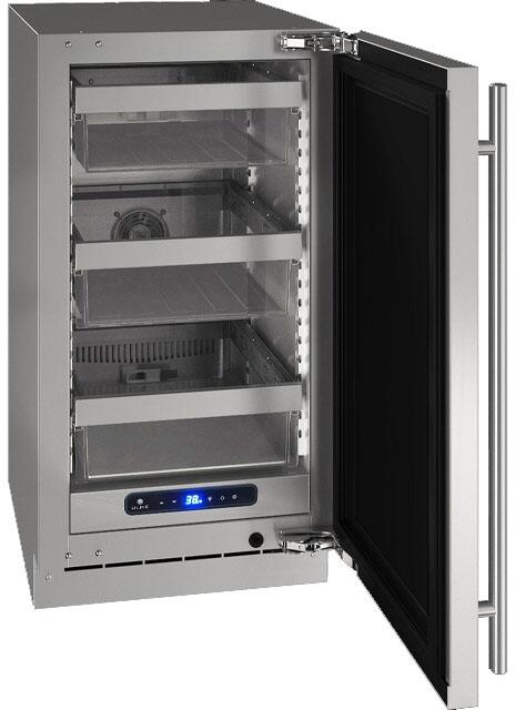 Interior View, Shown in Stainless Steel, UHRE518-IS01A 5 Class 18&quot; Refrigerator with 3.7 cu. ft. Capacity, Three Slide &amp; Secure Bins, LED Lighting and Soft Close Door in Panel Ready, 3