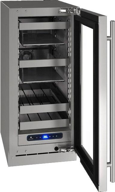 Interior View, Shown in Stainless Steel, UHBV515-IS01A 5 Class 15&quot; Beverage Center with 2.9 cu. ft. Capacity, Two Removable Full-Extension Wine Racks, LED Lighting and Soft Close Door in Panel Ready Solid, 3