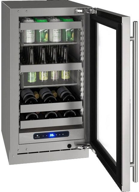 Interior View, Shown in Stainless Steel, UHBV518-IS01A 5 Class 18&quot; Beverage Center with 3.7 cu. ft. Capacity, Two Removable Full-Extension Wine Racks, LED Lighting and Soft Close Door in Panel Ready Solid, 2