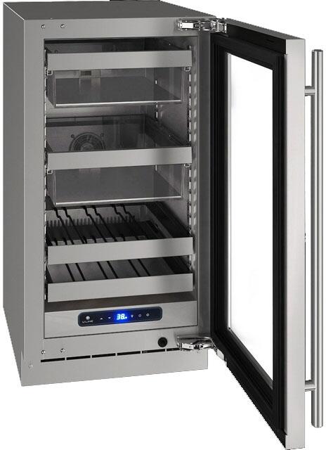 Interior View, Shown in Stainless Steel, UHBV518-IS01A 5 Class 18&quot; Beverage Center with 3.7 cu. ft. Capacity, Two Removable Full-Extension Wine Racks, LED Lighting and Soft Close Door in Panel Ready Solid, 3